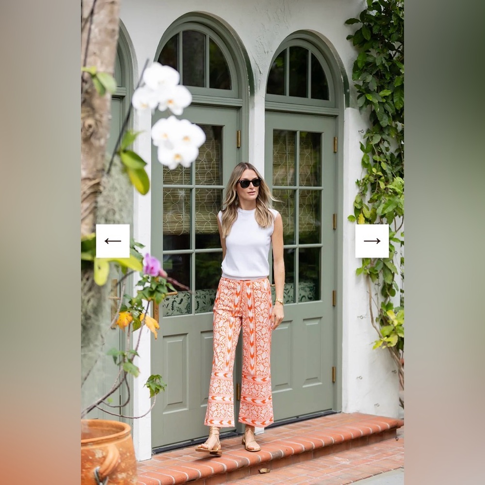 Women’s Orange Printed Wide-Leg Pants
